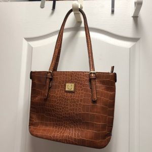 Brown shoulder bag alligator print Anne Klein